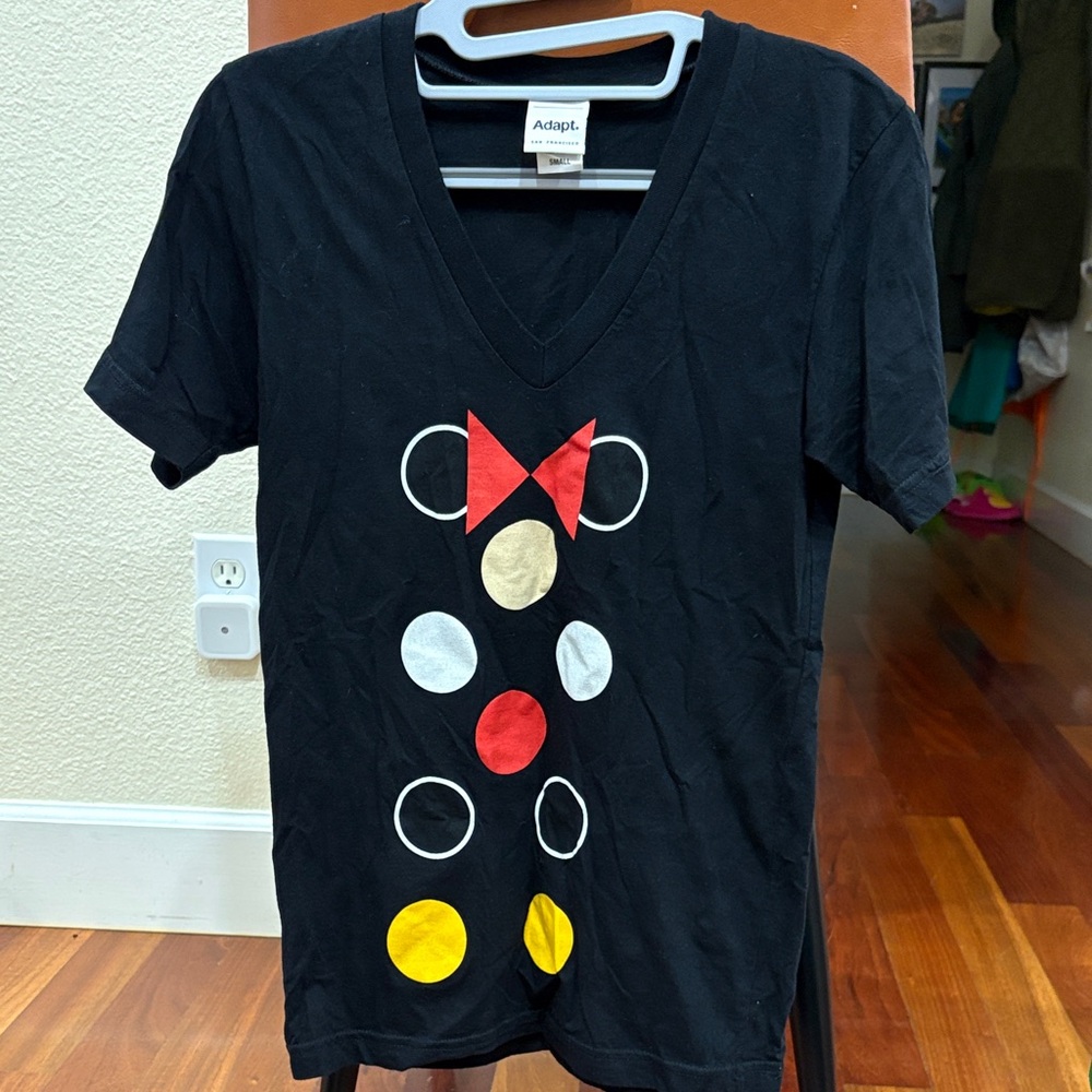 EUC Adapt Black Minnie Mouse V-Neck T-Shirt discontinued